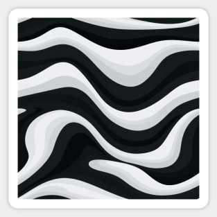 Monochrome Waves: Modern Abstract Ebb and Flow Sticker